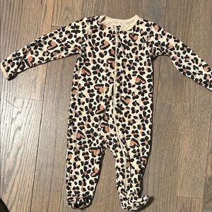 wonder nation Cream Leopard & Heart Print Footed One-Piece